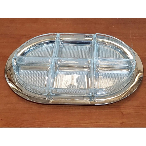 342 - White Metal Tray and 6 x Glass Bowls