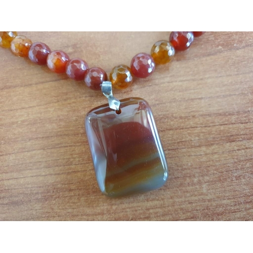 102 - Vintage Orange / Amber Colour Necklace with Pendant