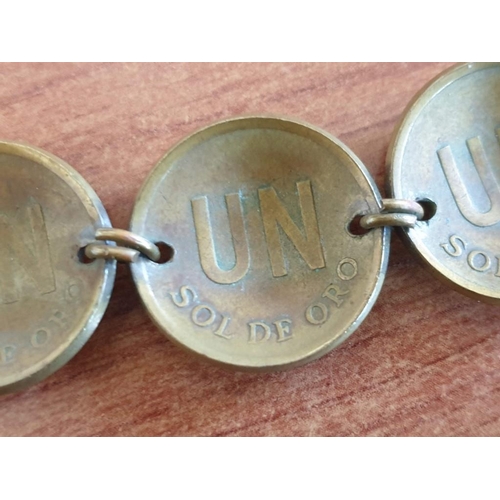 103 - Bracelet of Peruvian 1 Sol De Oro Coins (1975)