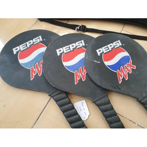 106 - Pair of Coca - Cola Badminton Rackets with 3 x Shuttle Cocks in Carry Case, Together with 3 x 