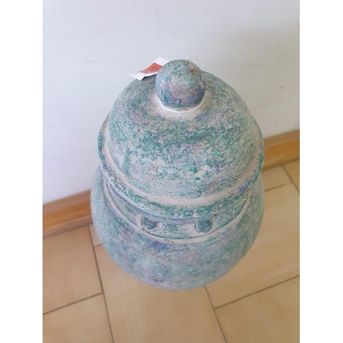 2 - Large Mexican Style Green Colour Lidded Ceramic Vase / Pot (Approx. H:48cm x Ø22cm max)