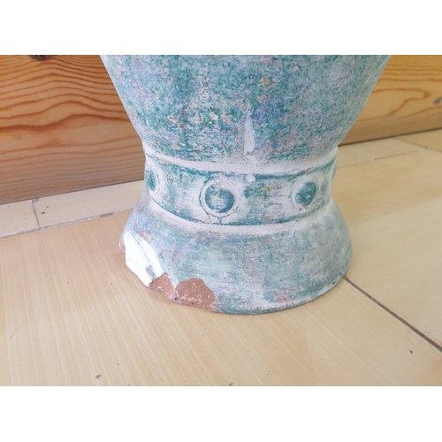 2 - Large Mexican Style Green Colour Lidded Ceramic Vase / Pot (Approx. H:48cm x Ø22cm max)