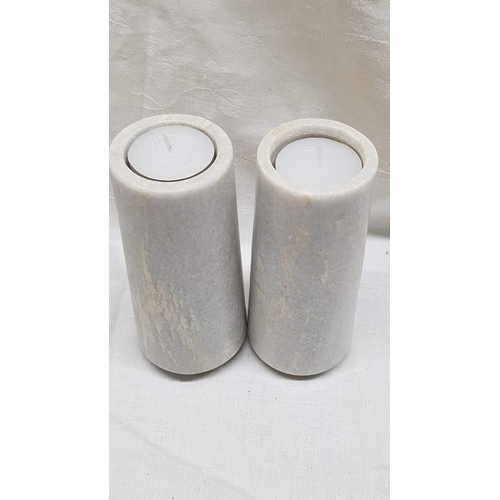 62 - Pair of Modern Marble Candle Holders (H:15cm each)