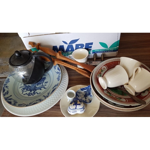 48 - Assorted Items inc; Vintage Cutlery, Wedgwood Coffee Cups and Saucers, Vintage Chinese Plates, Silve... 