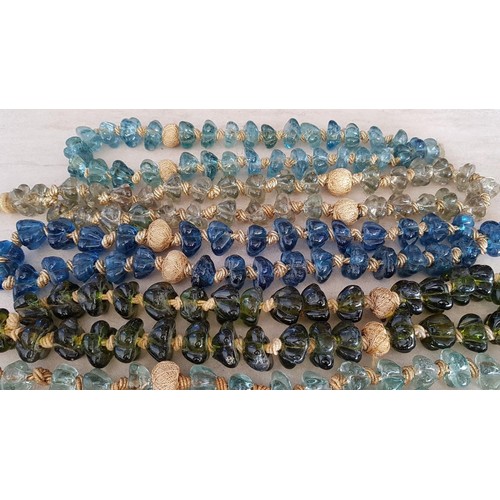 19 - Large Collection of Jumbo Glass Worry Beads (Green, Blue, Brown, Light Blue), or Curtain Tie-Backs(?... 