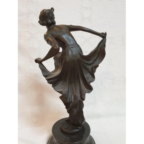 96A - Bronze Cast Statue of  Dancer Signed 'Copy' with Seal of Gerard Garouste, Paris on Marble Effect Bas... 