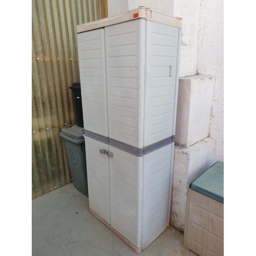 17 - Plastic Storage Cupboard with Internal Shelving and Double Doors (70cm x 44cm x 176cm)