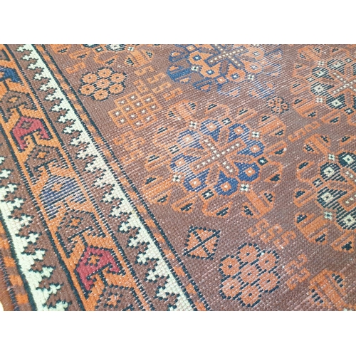 26 - Vintage Handmade Persian (?) Carpet with Red, Brown and Beige Pattern (180cm x 100cm)