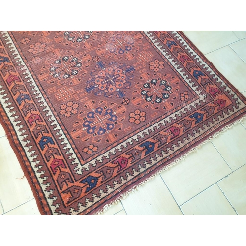 26 - Vintage Handmade Persian (?) Carpet with Red, Brown and Beige Pattern (180cm x 100cm)