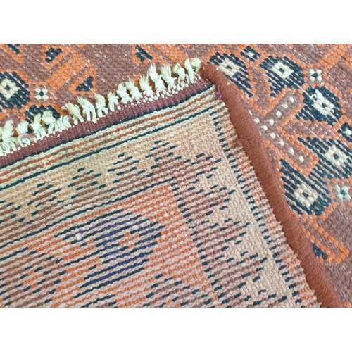 26 - Vintage Handmade Persian (?) Carpet with Red, Brown and Beige Pattern (180cm x 100cm)