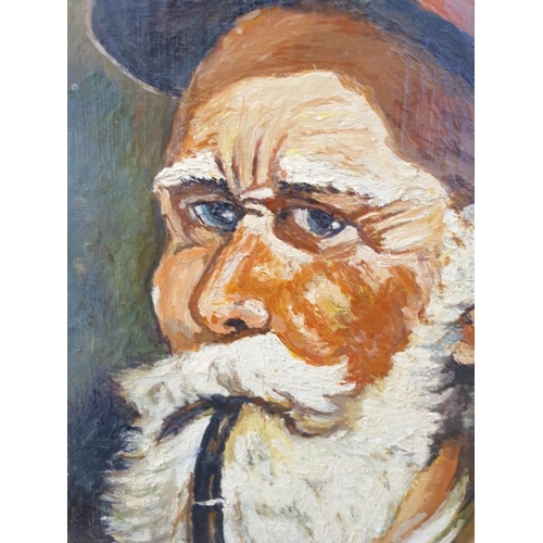 37 - Oil on Board of Elderly Gentleman Smoking a Pipe, Signed Lower Right 