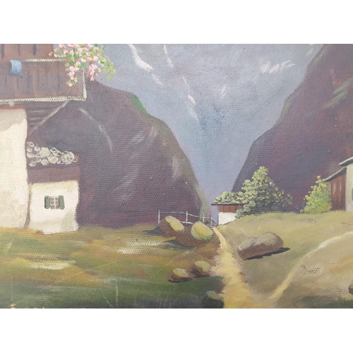 78 - Oil on Board of Mountain Scene, Framed, Signed Lower Left (Unknown Artist) (65cm x 43cm)