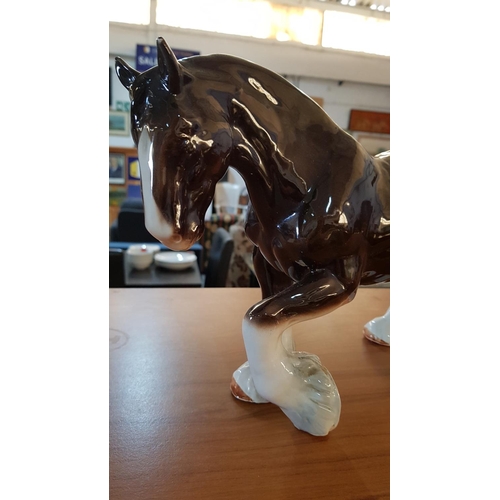 81 - Large Porcelain Shire Horse Figurine (Approx 32cm x 25cm Overall)