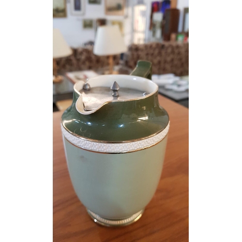 83 - Antique Porcelain Tea Pot / Cream Jar with Metal Lid (H:14.5cm), Marked 'Witshaw & Robinson Stoke on... 