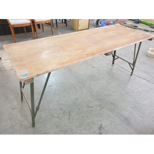 230 - Vintage Tressil / Folding Table with Solid Wood Top and Metal Legs (179cm x 67cm x 76cm)