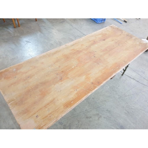 230 - Vintage Tressil / Folding Table with Solid Wood Top and Metal Legs (179cm x 67cm x 76cm)