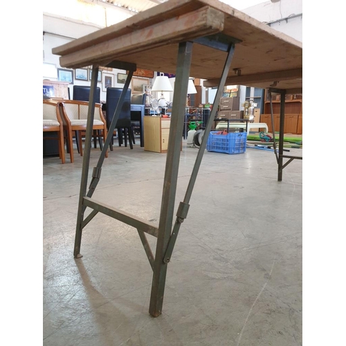 230 - Vintage Tressil / Folding Table with Solid Wood Top and Metal Legs (179cm x 67cm x 76cm)