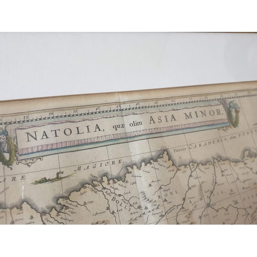 61 - Framed Rare Antique Map of Cyprus and Asia Minor, Dated 1860, Hand Coloured with Illustrations