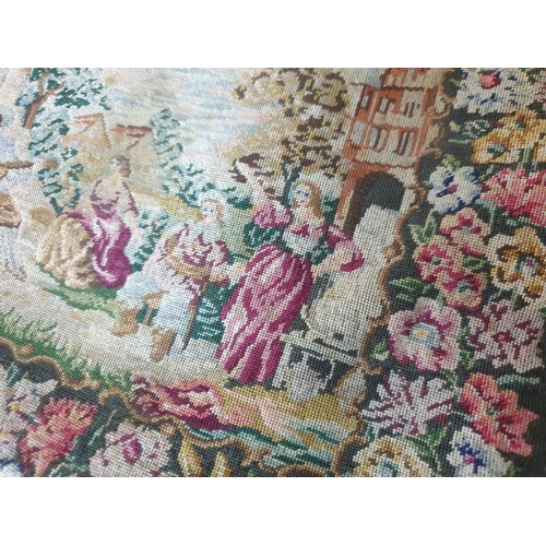 81 - Early 20th Century A French in Petit Point Embroidery Depicting a Festive Country Scene, Lined in Sa... 