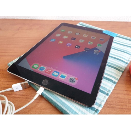 56 - Apple iPad Air 2 (Model A1566) 128GB, Passcode 123456 with Canvas Carry Sleeve / Cover, USB Cable an... 