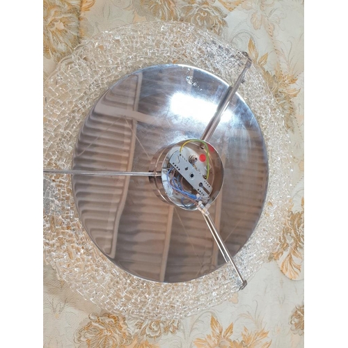 67 - Pair of Decorative Glass Round Ceiling Lights with 3 x White Metal Leaf Shapes (2)