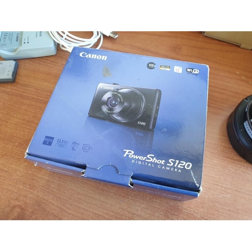 45A - Canon Powershot S120 Digital Camera * Working when Lotted * with Original Box and Extra Batteries, T... 
