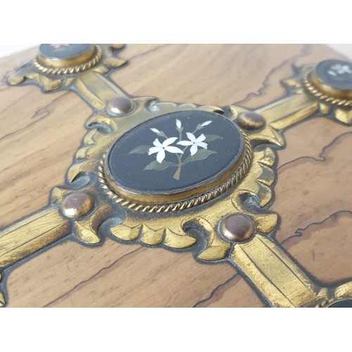81D - A 19th Century French Coromandel Casket The Lid with a Brass Cross Set with Pietra Dura Plaques (18.... 
