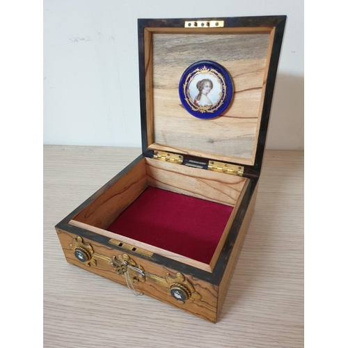 81D - A 19th Century French Coromandel Casket The Lid with a Brass Cross Set with Pietra Dura Plaques (18.... 