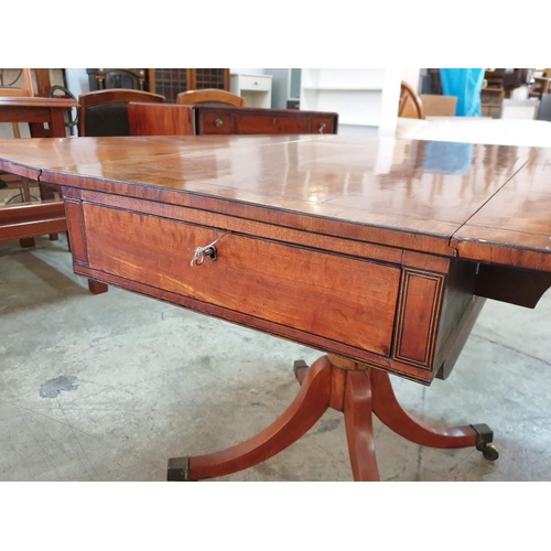 81B - A Late George III Stainwood Birch and Tuliwood Pembroke Table, Early 19th Century Inlaid with Ebony ... 