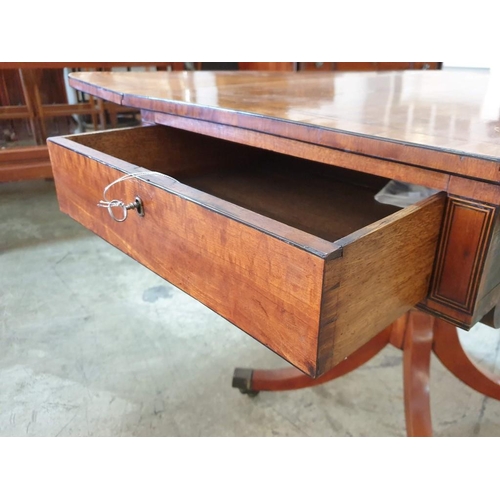 81B - A Late George III Stainwood Birch and Tuliwood Pembroke Table, Early 19th Century Inlaid with Ebony ... 