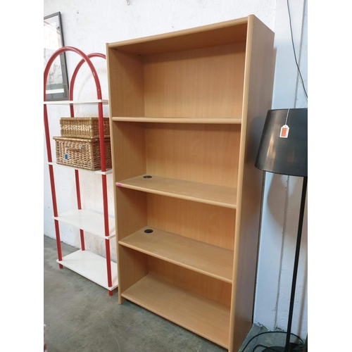 224 - Large 4 - Tier Shelf Light Wood Colour Bookcase with Adjustable Shelves (96cm x 189cm)