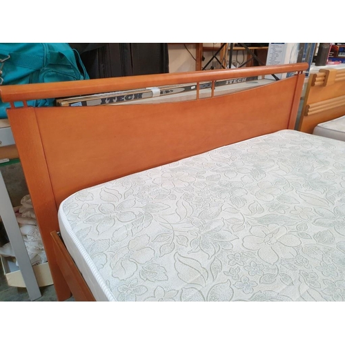 235 - Double Bed with Cherry Wood Colour Surround / Headboard and an Orthopedic Mattress (Apporx 135cm x 1... 