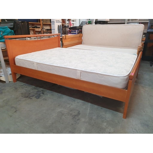 235 - Double Bed with Cherry Wood Colour Surround / Headboard and an Orthopedic Mattress (Apporx 135cm x 1... 