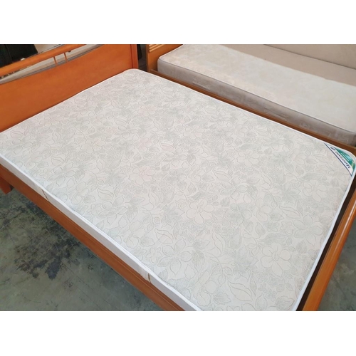 235 - Double Bed with Cherry Wood Colour Surround / Headboard and an Orthopedic Mattress (Apporx 135cm x 1... 