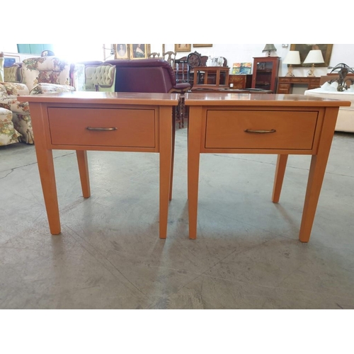238 - Pair of Light Wood Colour Bedside Units / Side Tables with Drawer (2) (60cm x 48cm x 60cm each)