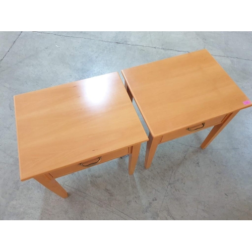238 - Pair of Light Wood Colour Bedside Units / Side Tables with Drawer (2) (60cm x 48cm x 60cm each)