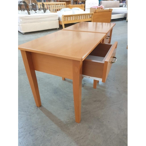 238 - Pair of Light Wood Colour Bedside Units / Side Tables with Drawer (2) (60cm x 48cm x 60cm each)