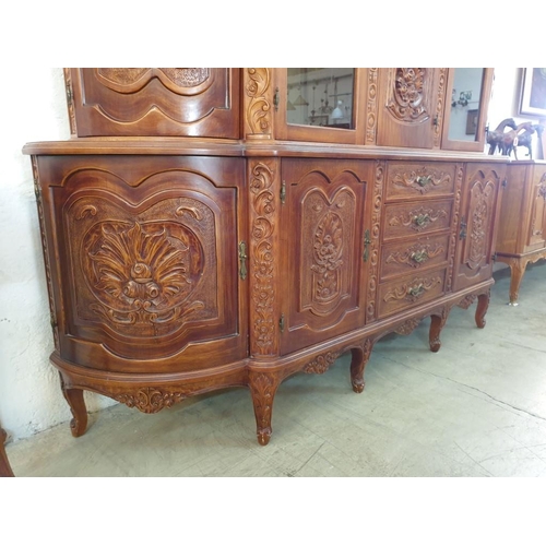 301 - Large Decorative Classical Style Dark Wood Side Board / Display Cabinet with Carved Panels, Drawers ... 