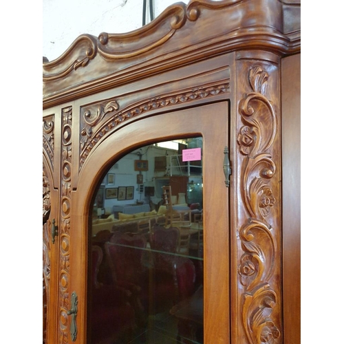 301 - Large Decorative Classical Style Dark Wood Side Board / Display Cabinet with Carved Panels, Drawers ... 