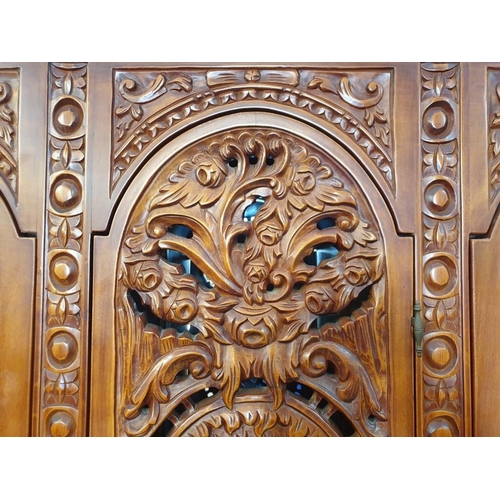 301 - Large Decorative Classical Style Dark Wood Side Board / Display Cabinet with Carved Panels, Drawers ... 