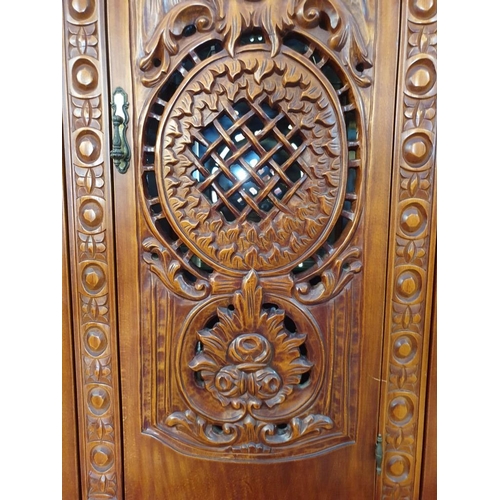 301 - Large Decorative Classical Style Dark Wood Side Board / Display Cabinet with Carved Panels, Drawers ... 