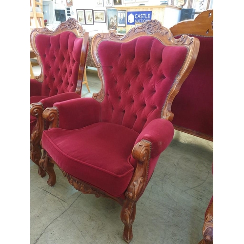 305 - Classical / Chateau Style Armchair with Carved Wood Surround Scroll Arms, Cabriole Legs and Finished... 