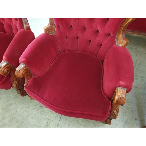 305 - Classical / Chateau Style Armchair with Carved Wood Surround Scroll Arms, Cabriole Legs and Finished... 