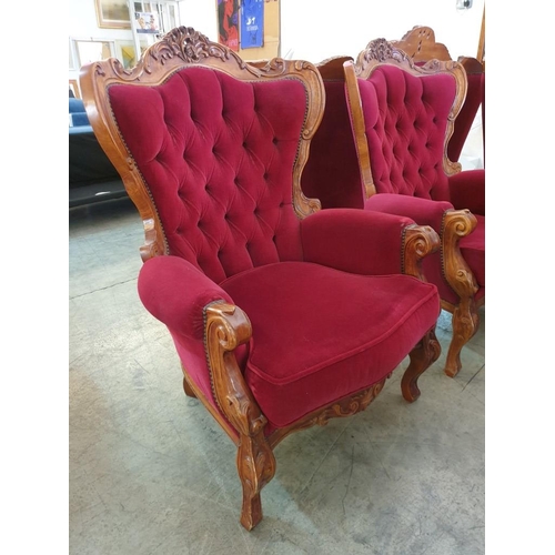 306 - Classical / Chateau Style Armchair with Carved Wood Surround Scroll Arms, Cabriole Legs and Finished... 