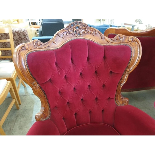306 - Classical / Chateau Style Armchair with Carved Wood Surround Scroll Arms, Cabriole Legs and Finished... 