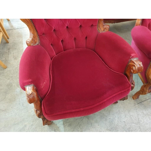 306 - Classical / Chateau Style Armchair with Carved Wood Surround Scroll Arms, Cabriole Legs and Finished... 