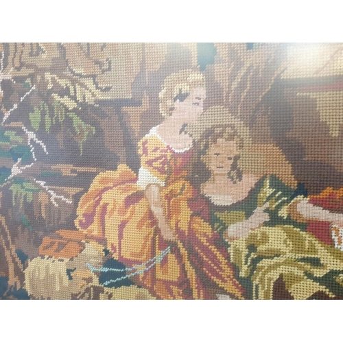 308 - Large Tapestry of Victorian Couple in Decorative Gilt Frame (122cm x 71cm Overall)
