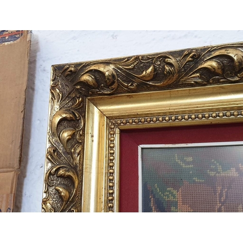 308 - Large Tapestry of Victorian Couple in Decorative Gilt Frame (122cm x 71cm Overall)