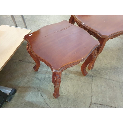310 - Set of 3 x Classical Style Tables with Carving and Cabriole Legs; Coffee Table (102cm x 58cm x 47cm)... 