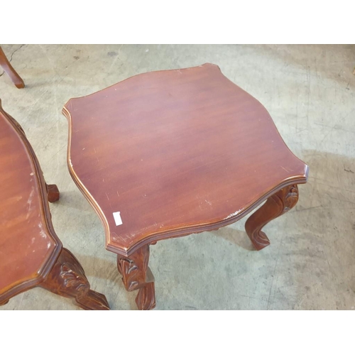 310 - Set of 3 x Classical Style Tables with Carving and Cabriole Legs; Coffee Table (102cm x 58cm x 47cm)... 